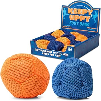 eMKay  Keepy Uppy Foot Bag | Soft Mesh Hacky Sack Toy for Indoor & Outdoor Play | Kick Catch Pass Flip | Fidget Bean Bag Game for Kids & Teens