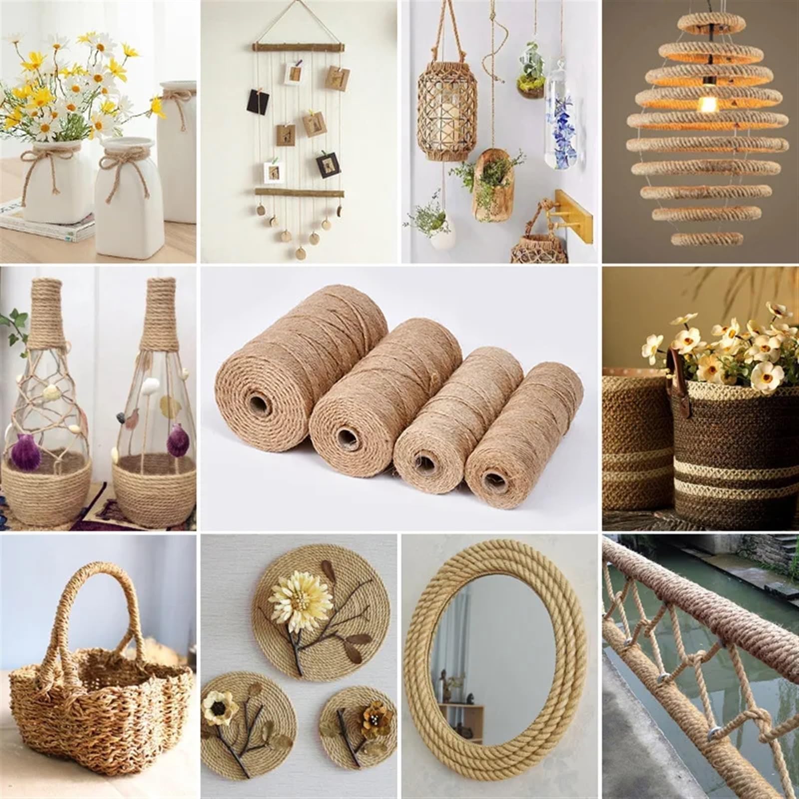 Ficelle de Jardin Ficelle de Jute Longue Corde Marron Artisanat Emballage Cadeau Emballage Jardinage décor de Mariage Cordon chaîne Toile de Jute Couture Bricolage (Size : 100m Length)