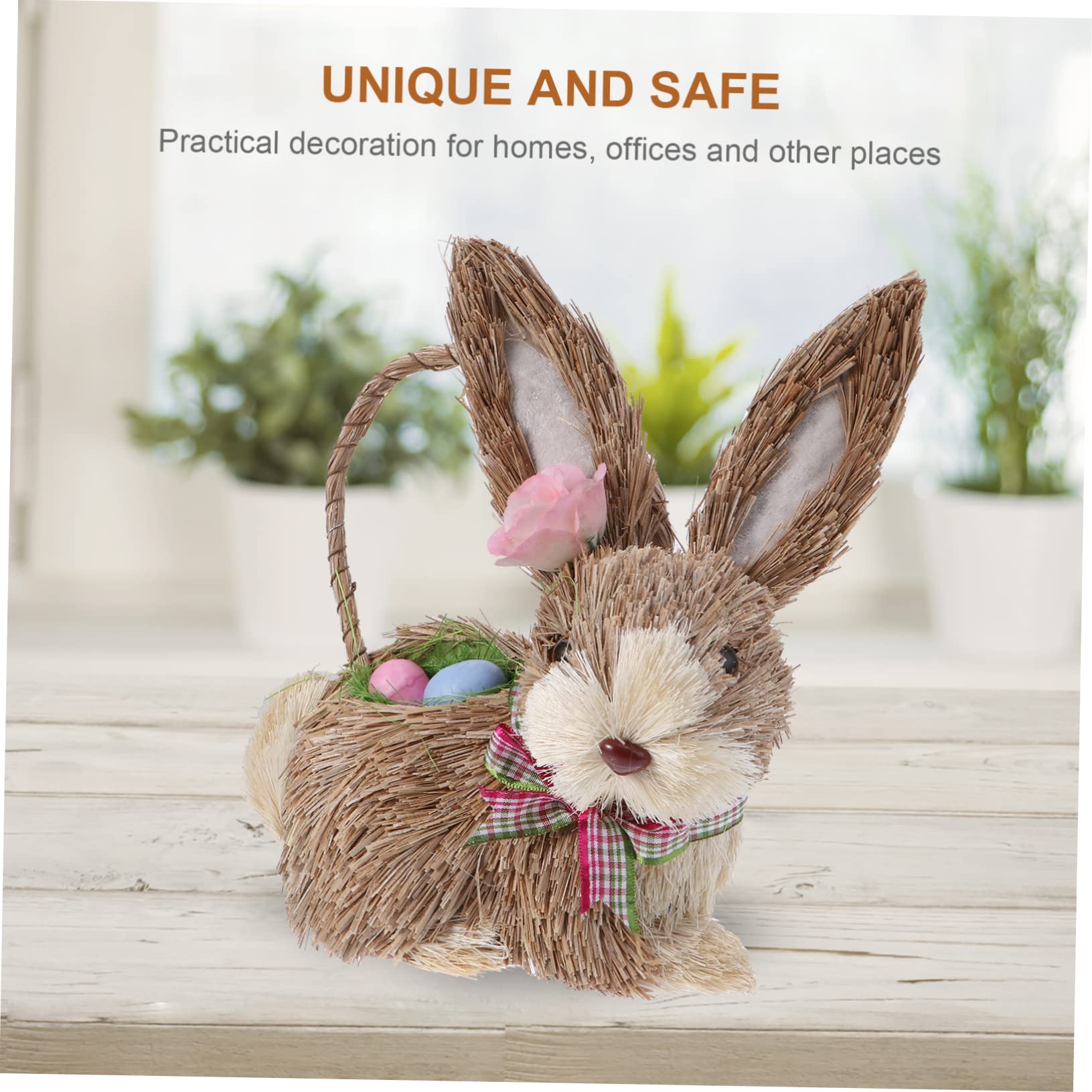 TOYANDONA 2 Pz Ornamento Di Coniglio Di Paglia Conigli in Miniatura Di Pasqua Giocattoli Per L'arricchimento Del Coniglio Paglia Naturale Intrecciata Artificiale Bambino Riempitivo Cannuccia