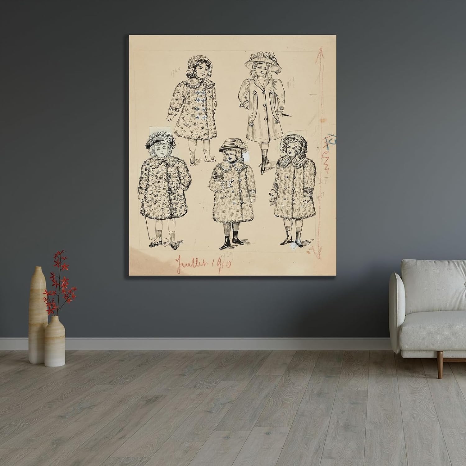 ArtDirect Fashion drawing (1910) Unframed Art Print Giclee Poster by Cécile Kahn - Ready for Framing with Customization Sizes 8x9, 11x13, 16x19, 24x28, 36x42 and 48x56 inches