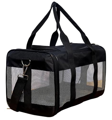 Homecute Large Soft-Sided Mesh Pet Transport, Durable, Breathable, Comfortable Pet Carrier Bag with Soft Pad for Large Cat, Small Medium Dogs, and Puppies