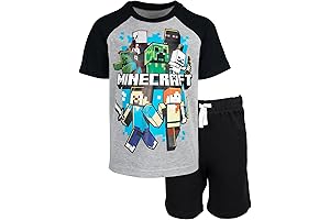 Minecraft Creeper Boys' T-Shirt and French Terry Shorts Outfit Set