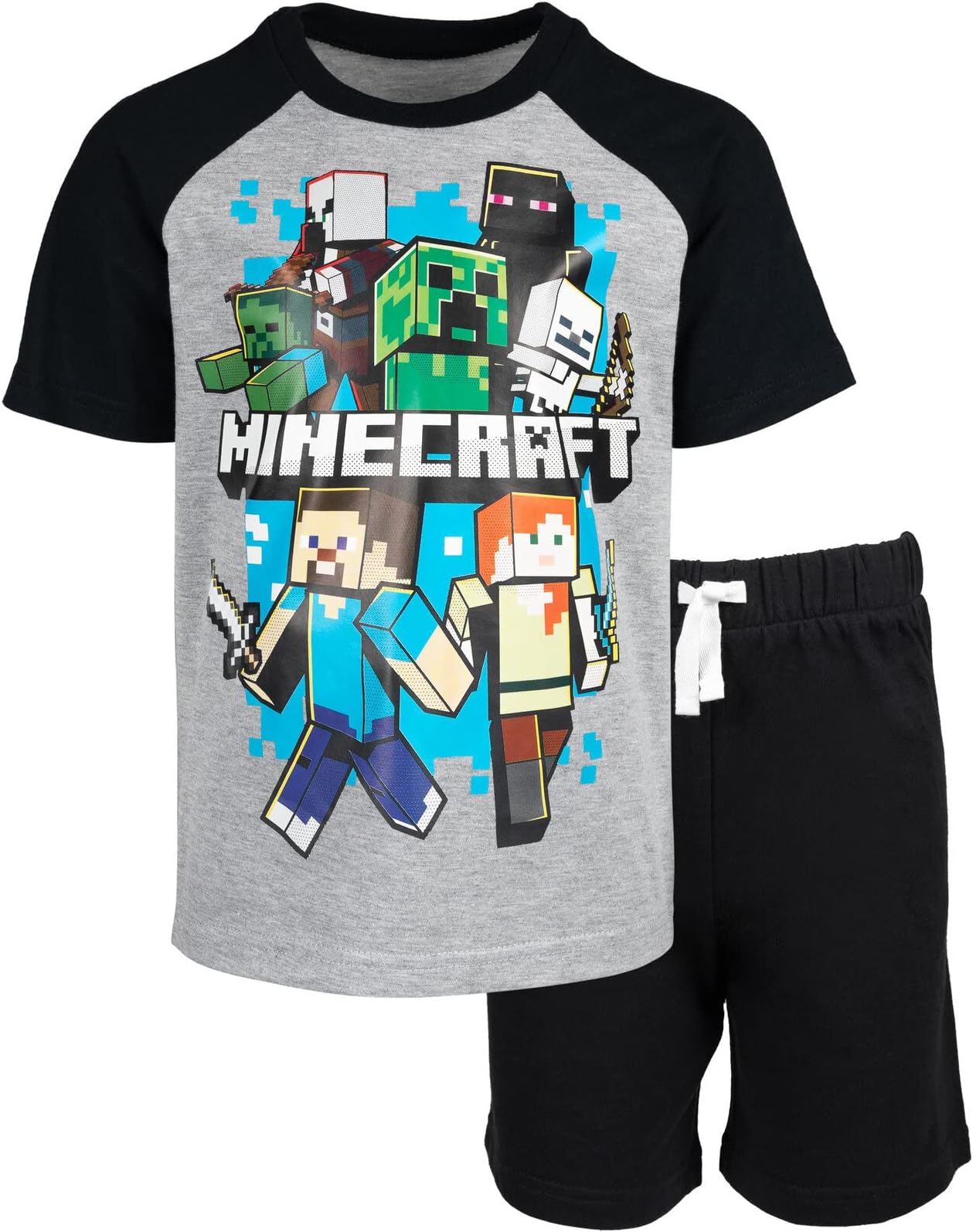 Minecraft T-Shirt and Shorts Outfit Set Toddler to Big Kid Sizes (4-18-20)