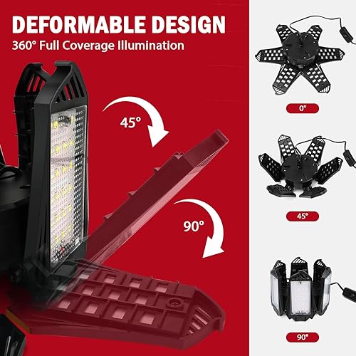 Miniatura 3 de LIVOWALNY Luz de trabajo LED compatible con batería Milwaukee de 18 V, 68 W 6800 lm luces LED de inundación de garaje con 6+1 paneles deformables,