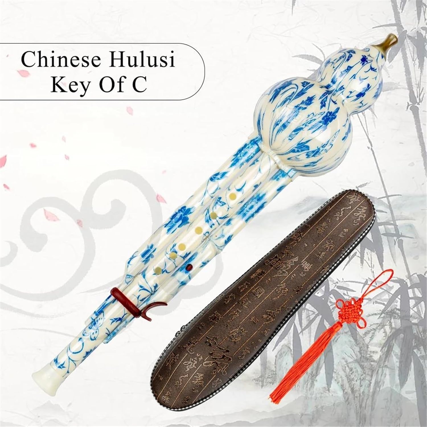 フルシフルート C のキー Hulusi 中国の伝統楽器 ABS クルキュビットひょうたんフルート民族楽器保護ケース付き 伝統的Hulusi フルート  ABS Hulusi 中国クルキュビットひょうたんフルートキー C 軽量持ち運び木 フルシフルート 伝統楽器 Hulusi C チューン樹脂素材 中国結びボックス付き