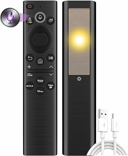Mando a distancia solar de repuesto para Samsung Smart TV (2018-2025): célula solar recargable, carga USB-C, voz y Bluetooth, neo, QLED, cristal