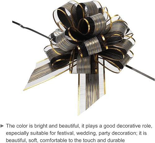 Miniatura 4 de MECCANIXITY 10 lazos grandes de organza de 7 pulgadas para envolver regalos, cintas de organza color negro para cestas de boda, regalos de fiesta de