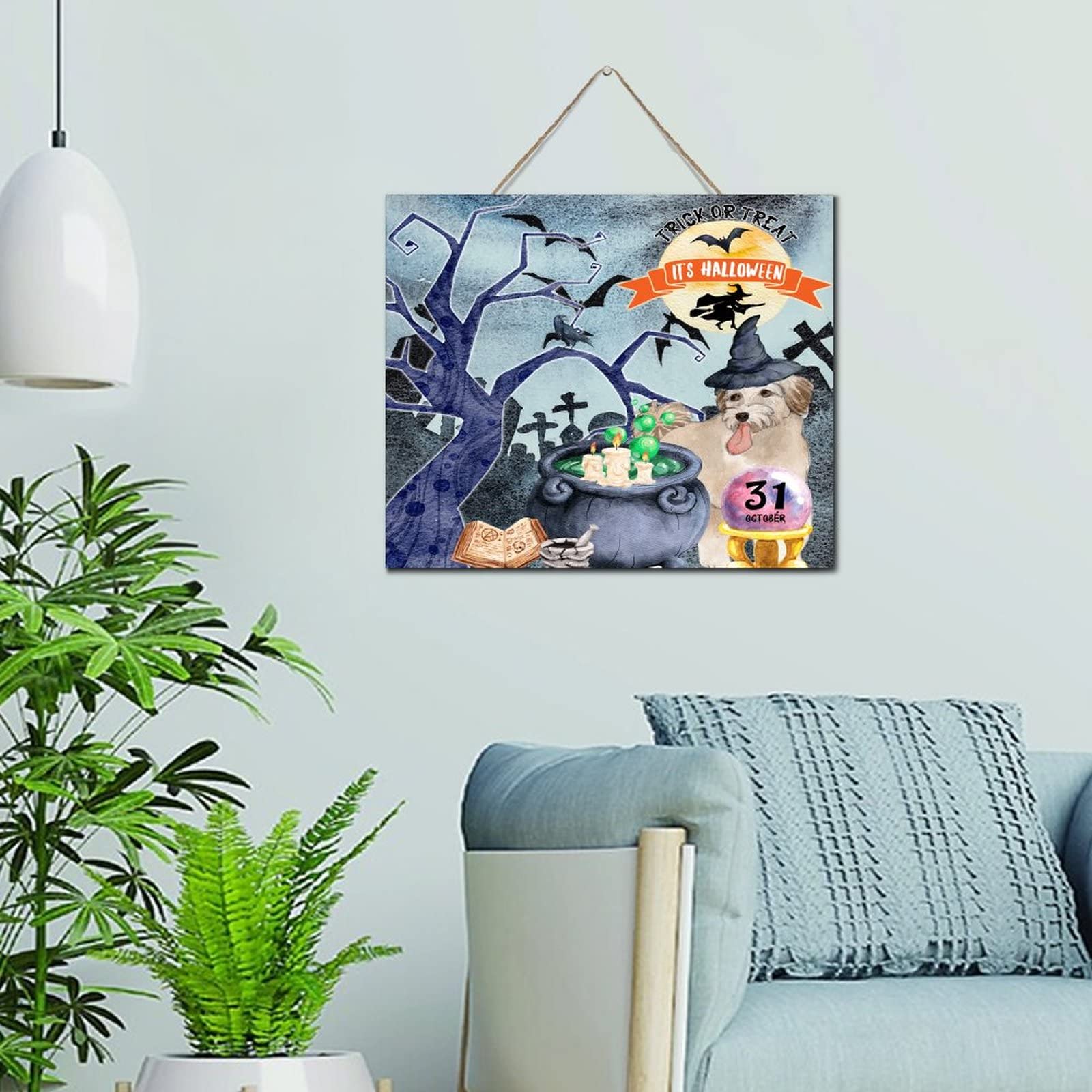 Plaque en bois Trick Or Treat déco murale maison et bureau