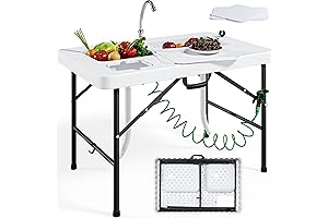 Yitahome 40" Portable Fish Cleaning Table with Sink and Sprayer for Outdoor Fishing