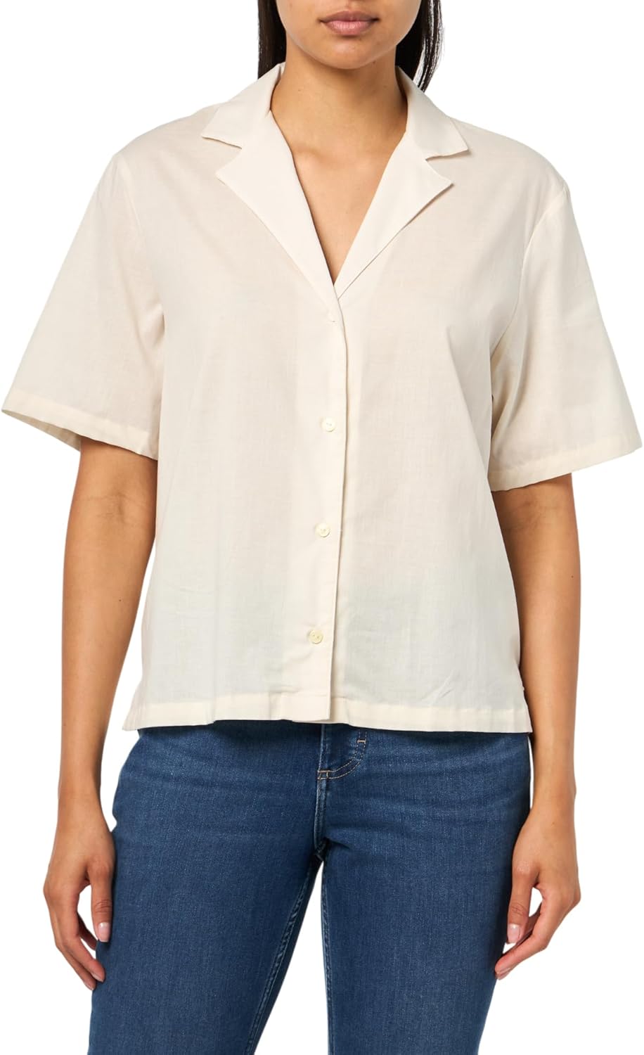 BOSS Womens Cotton Relaxed Beach Shirt