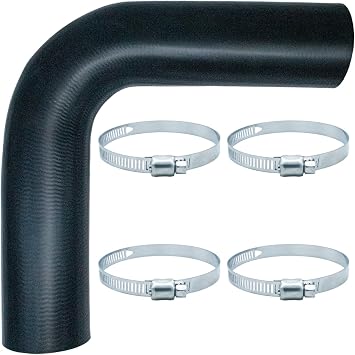 Gasoline Fuel Filler Neck Hose 2 inches Inside 90 degree 2" ID 15 7/8" Long with 4 Hose Clamps Reinforced Gas tank