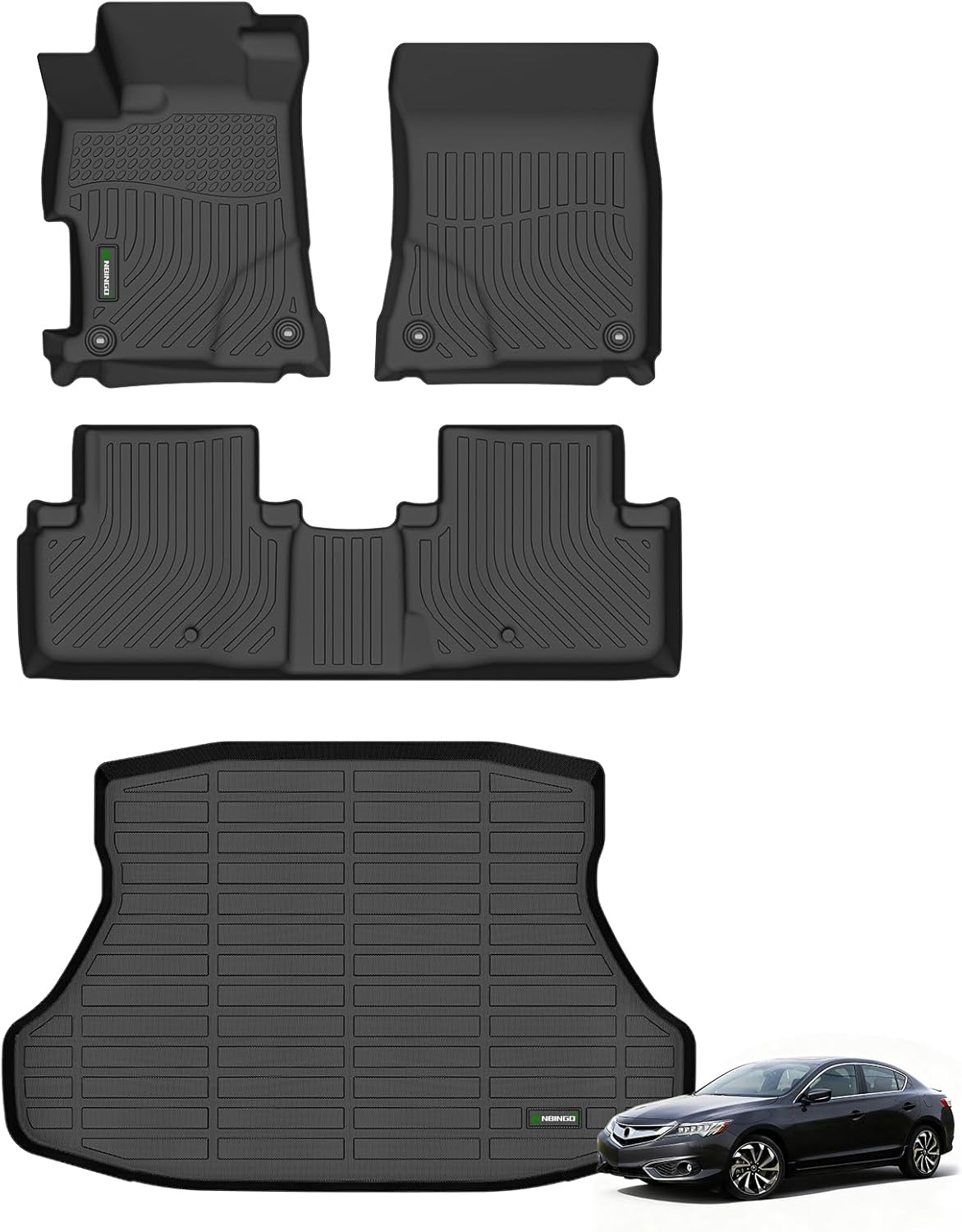 ANBINGO® Floor Mats & Cargo Liner for Acura ILX 2013-2022, All Weather Protection TPE Floor Liners Front& Rear Row Full Set, for Acura ILX Accessories -Black 11)For Acura ILX / 2013-2022 / Full Set