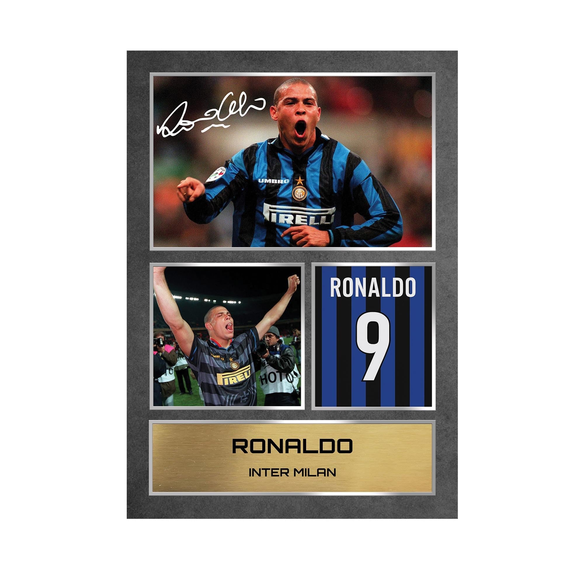 Ronaldo R9 Inter Milan Signed Framed - Autograph Print Football Memorabilia A4 Unframed