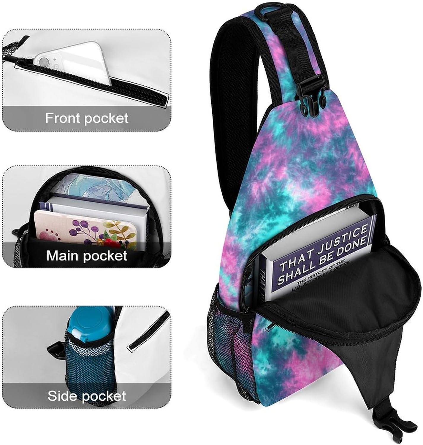 Neon Vortex Sling Crossbody Bag Lightweight Chest Shoulder Backpack for Outdoor Sports