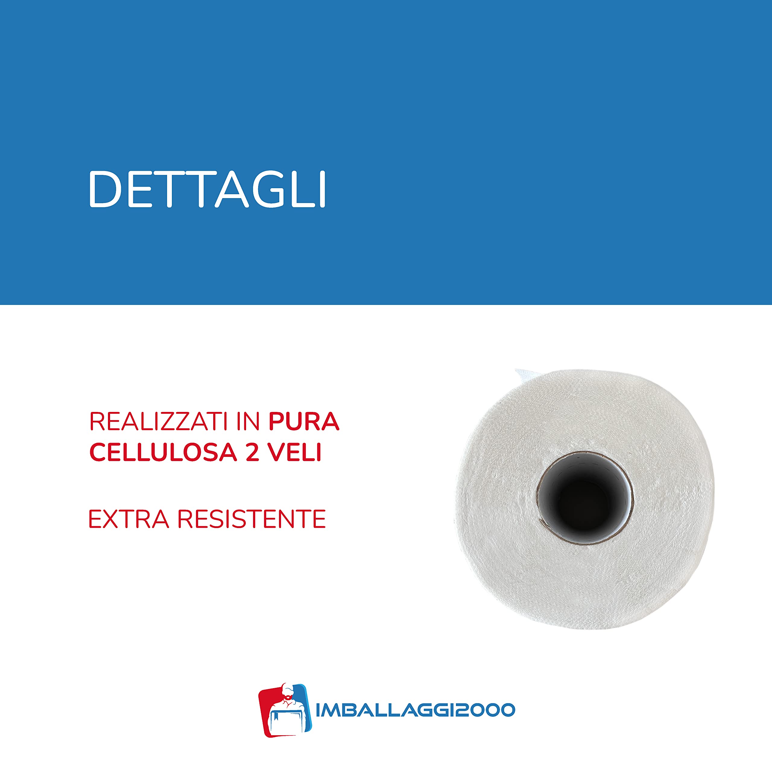 IMBALLAGGI 2000 - Maciste Rotoloni Asciugatutto 12 Pz x 250 Strappi 20x22 cm, Carta Cucina 2 Veli in Cellulosa Assorbente, Bobina 20Hx18Ø - Rotoli Carta Casa ad Uso Domestico, Panno per Pulizia Cucina
