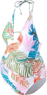 Traje de baño de maternidad elegante bikini de maternidad para mujer, sexy con cuello en V, diseño floral, traje de baño de maternidad, traje de baño para mujer, color negro