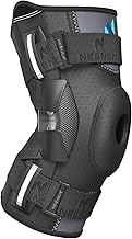 NEENCA Kniebandage Gegen Knieschmerzen, Kniestütze mit Scharnier und patentiertem X-Straps-Befestigungssystem, starke Stabilität zur Linderung von Gelenkschmerzen, Arthritis (Schwarz, S)