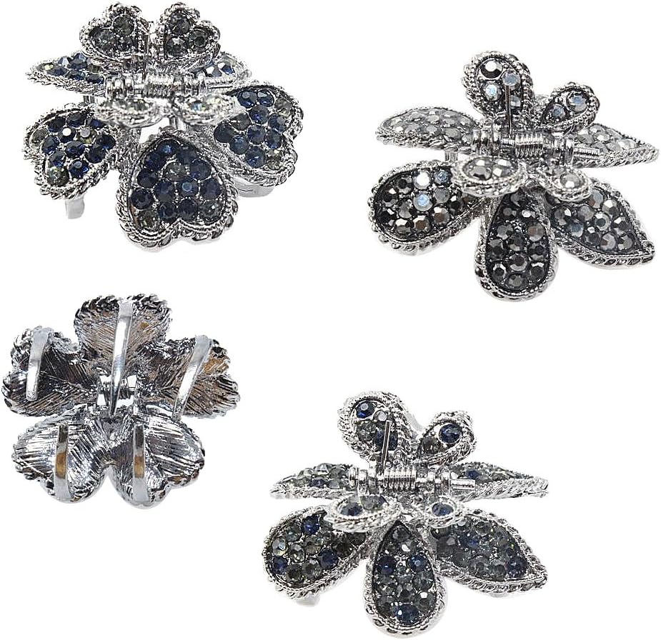 Shengxueer 3pcs Crystal Diamante Hair Flower Claw Clamp Small Hair Clip