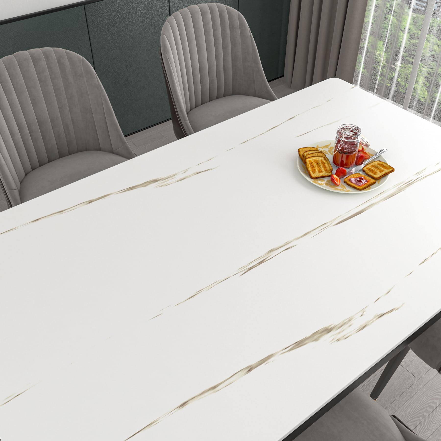 Decotalk Vinilo Encimera Cocina Resistente al Calor Blanco 81X300cm Vinilo Adhesivo Muebles Efecto Marmol Blanco Papel Pintado Autoadhesivo Forrar Rollo Mesa Bano Impermeable Decorativos PVC Removible