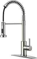 FORIOUS Brushed Nickel Kitchen Faucet with Pull Down Sprayer - Stainless Steel Single Handle Pull Out Sink Faucet for Kitchen RV Laundry Utility