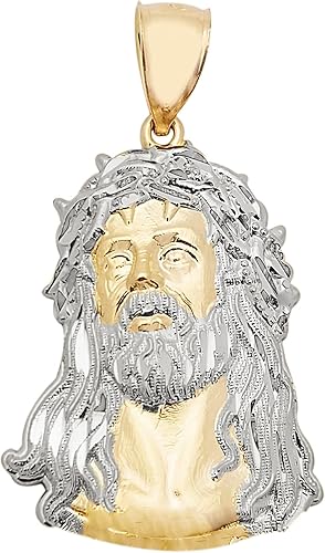 Colgante de oro amarillo de 10 quilates para hombre, con rostro de Jesús, cabeza de Jesús, Oro amarillo, No hay gema