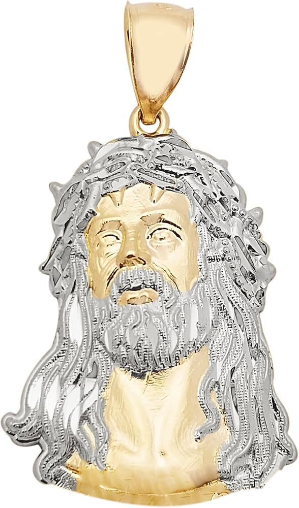 JESUS CHARM 10K ジーザス10k メレダイヤ Amazon.com: AMZ Jewelry 10k Yellow Gold Jesus Pendant for Mens