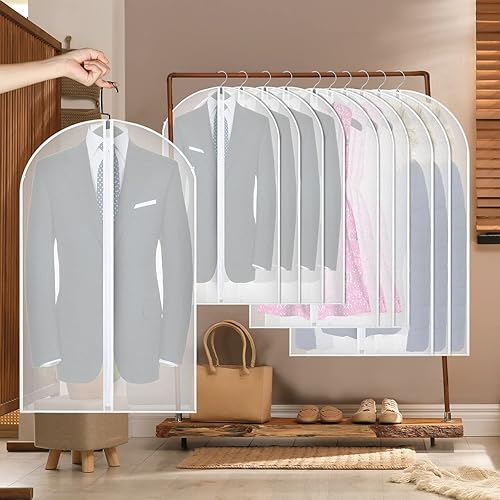 Miniatura 6 de Sratte 50 bolsas transparentes de 55 pulgadas, 48 pulgadas y 32 pulgadas para colgar ropa, bolsas de traje ligeras a granel con cremallera para