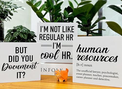 Miniatura 4 de Decoración de oficina de recursos humanos, 3 piezas de regalos divertidos de recursos humanos, letreros de caja de madera con texto en inglés "But