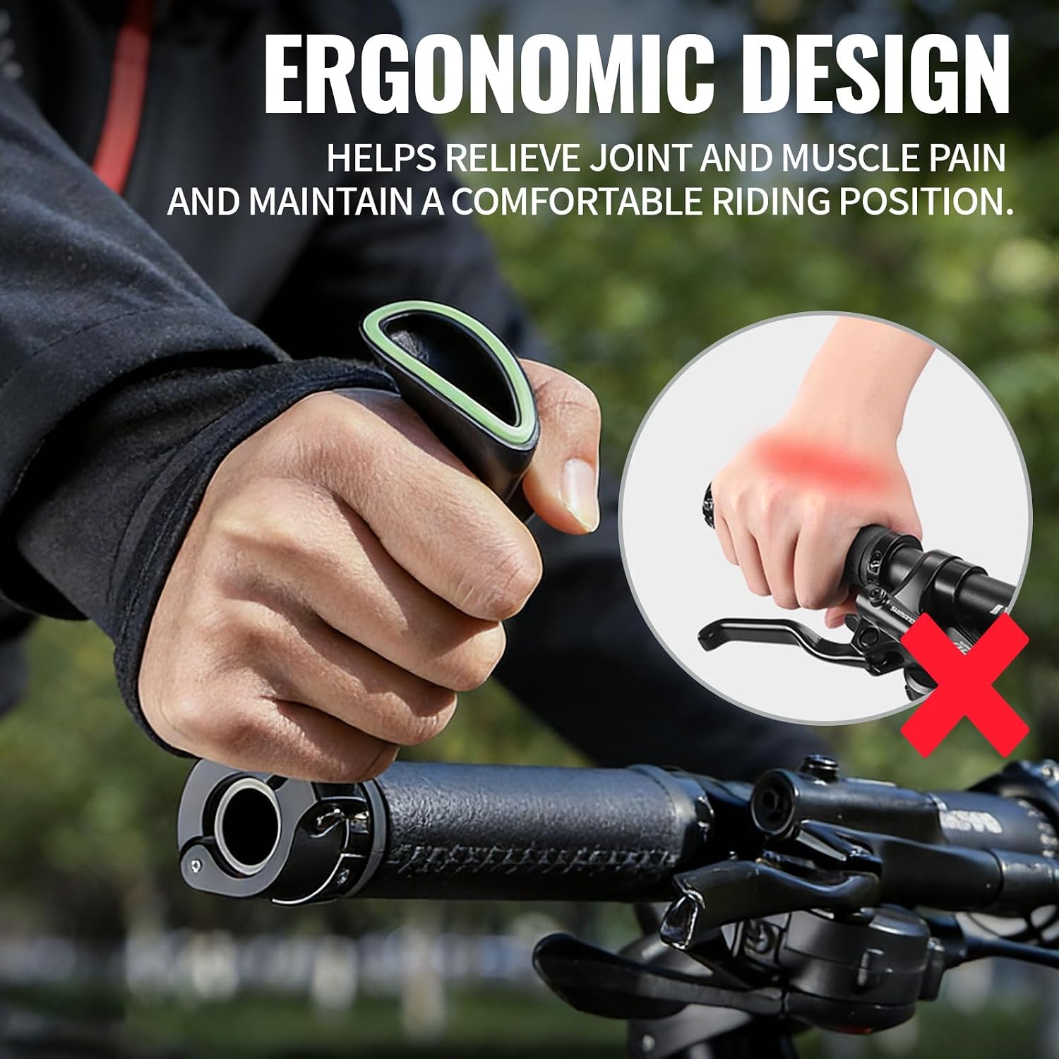 Bike Bar Ends, 1 Pair Ergonomic Non-Slip MTB Mountain Bike Handlebar Ends Bicycle Handlebar Extender, Fit for 21.8-22.8mm Handlebar (Black)