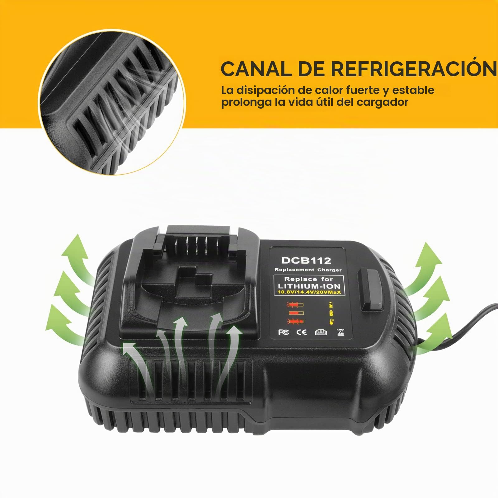 LabTEC - Batería de repuesto para Dewalt DCB201 DCB200 DCB230 DCB205BT DCB205BT DCB206 DCB203BT DCB204BT DCB127 DCB203 Li-ion