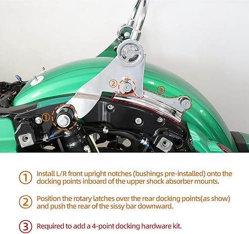 Miniatura 6 de TCT-MOTORPARTS Respaldo de pasajero ajustable para Harley Touring Street Glide Road Glide Road King Glide 2009-2025