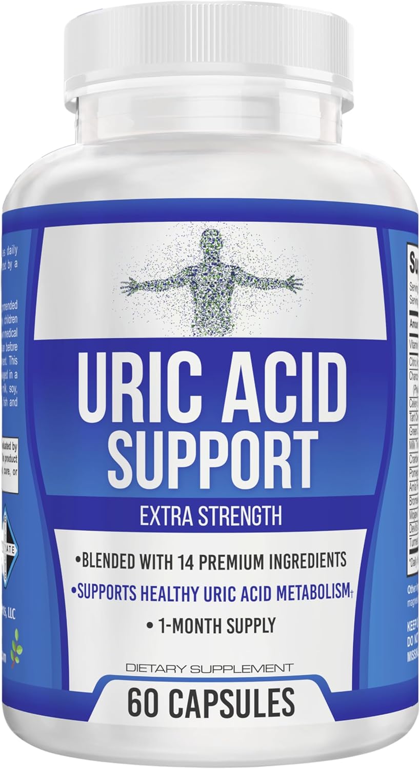 Uric Acid 14-in-1 Support Supplement | 1-Month Supply | Uric Acid Health Supplements | 60 Capsules