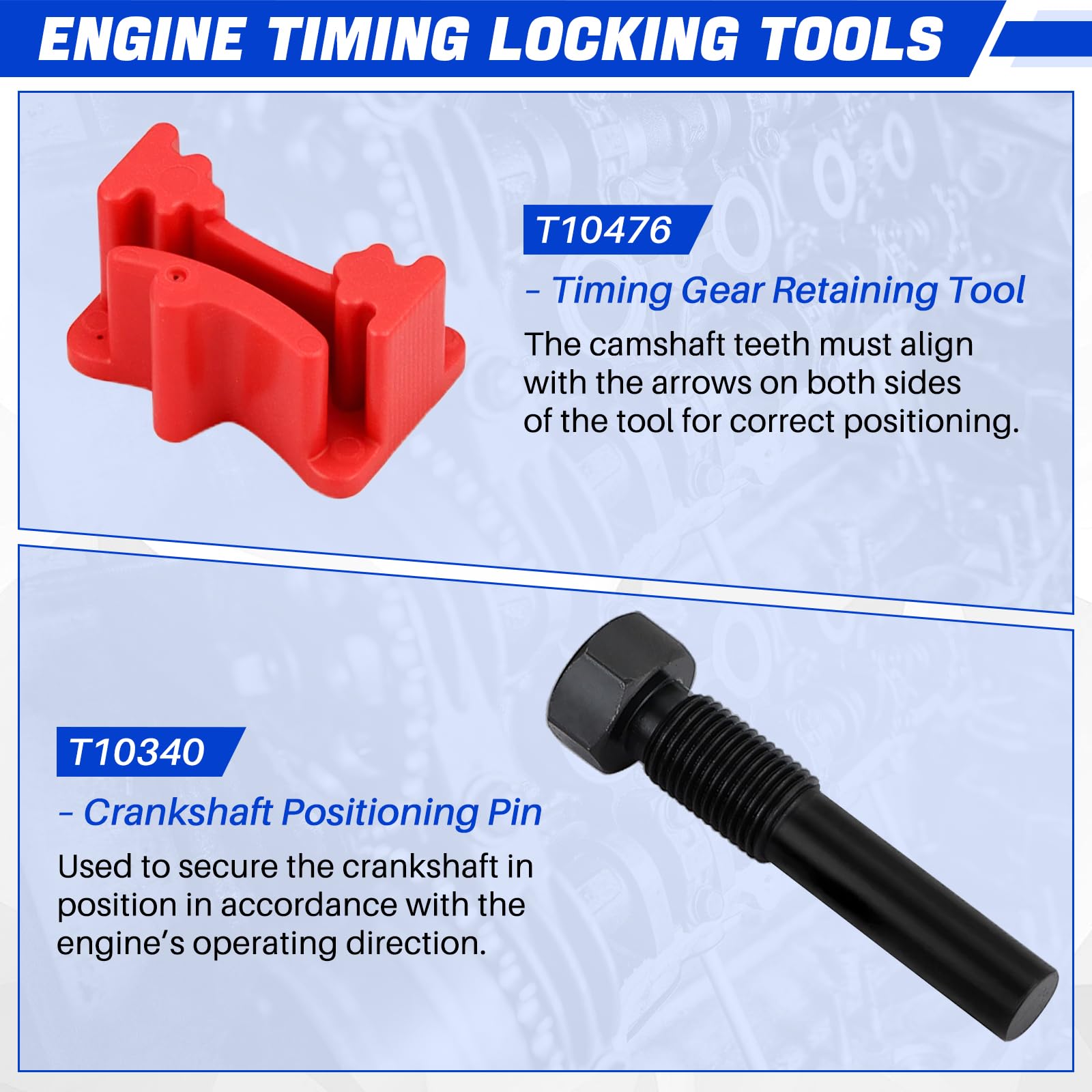 DASBET Set di attrezzi per albero a camme del motore, kit di 6 attrezzi per cinghia dentata, albero a camme e albero motore, set di strumenti di ricambio per VAG EA211 1.0L 1.2L 1.4L 1.6L FSI TSI TFSI