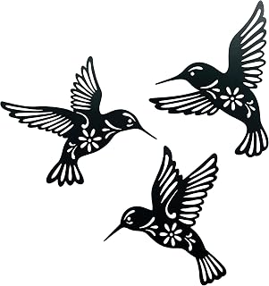 SUNAIAD Wanddeko Metall Schwarz Wanddekoration, Kolibris Metallbilder Wanddeko Outdoor Balkon Esszimmers Schlafzimmer Küche Garten Flur Badezimmer Wohnzimmers, Wandkunst Moderne Dekorationen