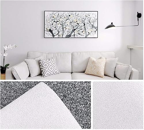 Miniatura 7 de (15.7pulgadas x 236.2pulgadas) Papel tapiz blanco autoadhesivo, con film, fácil de aplicar, pelar y pegar, papel tapiz para pegar, revestimiento de