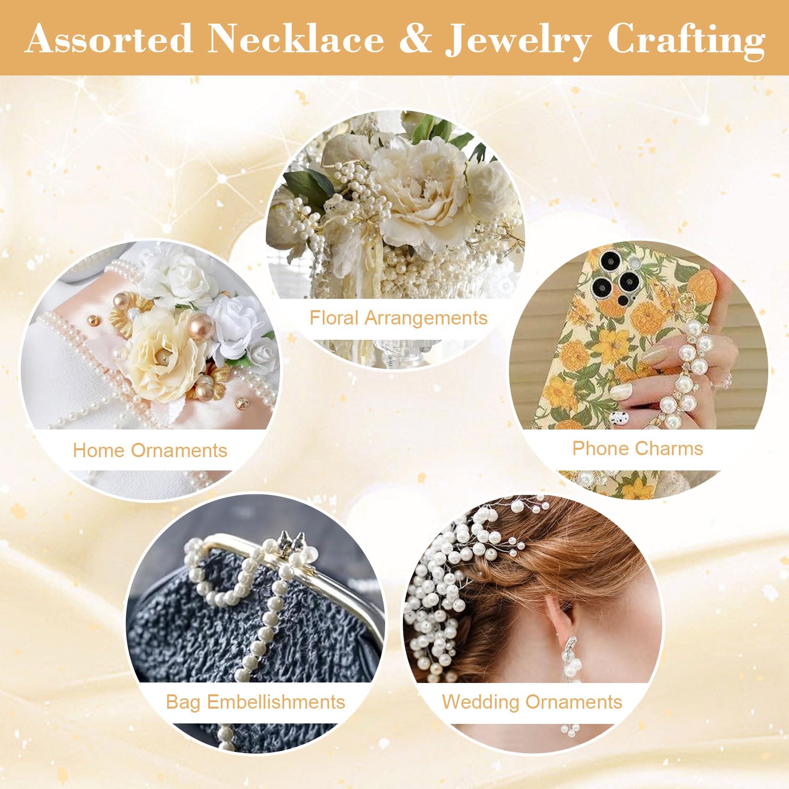 1090 Perle Per Bigiotteria Fai Da Te | Beige, Oro E Bianco | Forme Multiple | Per Bracciali, Collane E Decorazioni - Foto 8