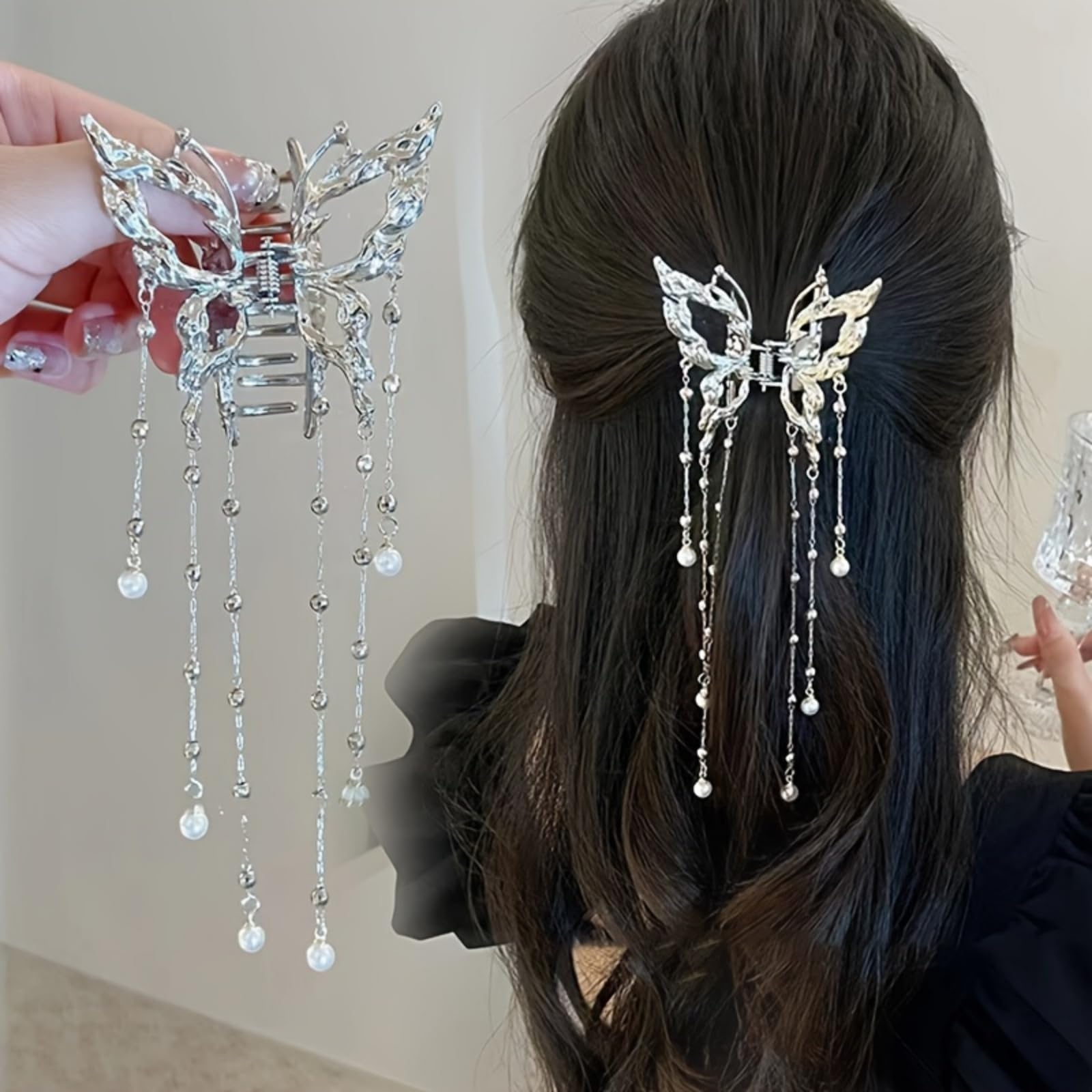 Metal Butterfly Hair Claw Clips - Long Tassel Butterfly Hair Clips for Thick Thin Hair Strong Hold Medium Hair Catch Clamps Barrettes Fashion Hair Accessories : Amazon.co.uk: Beauty