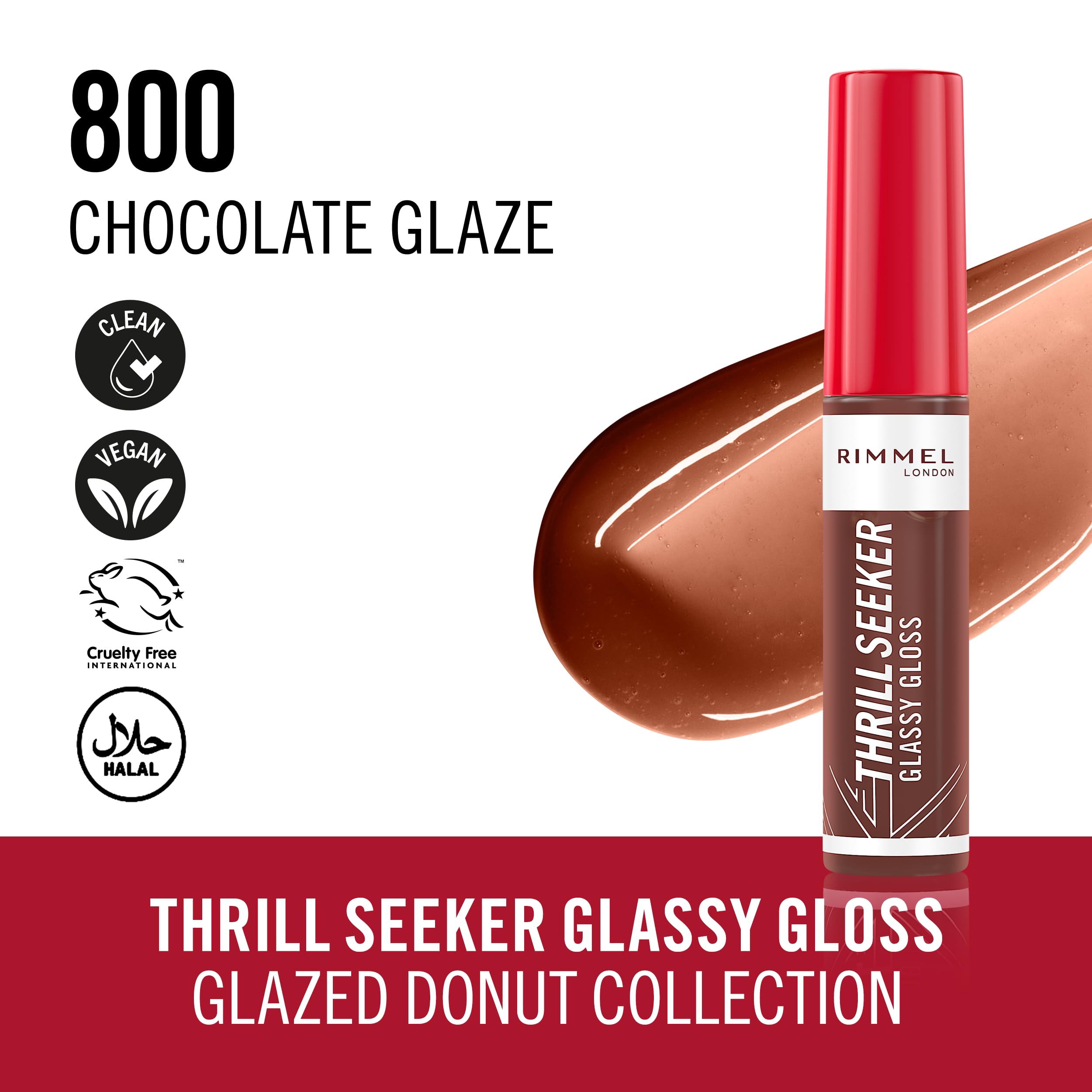 Rimmel London, Thrill Seeker Glassy Gloss Brillo de Labios Chocolate Glaze 800 10ml
