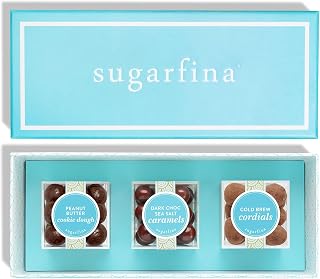 Sugarfina Chocolate Lovers 3 Piece Candy Bento Box | Peanut Butter Cookie Dough, Dark Chocolate Sea Salt Caramels, Cold Brew Cordials