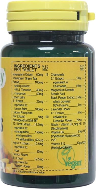 Sleep Essentials : Sleep & Mood Supplement : 60 Tablets, in a Planet-Friendly 99% Recycled Pot