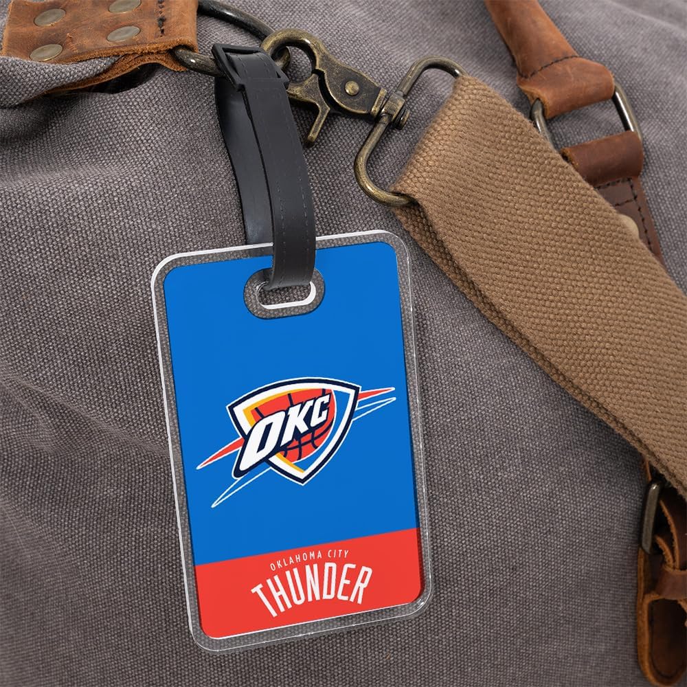 Desert Cactus Oklahoma City Thunder Luggage Tag – Official NBA National Basketball Travel ID Label for Suitcases, Bags, and Carry-Ons (Acrylic Luggage Tag B)