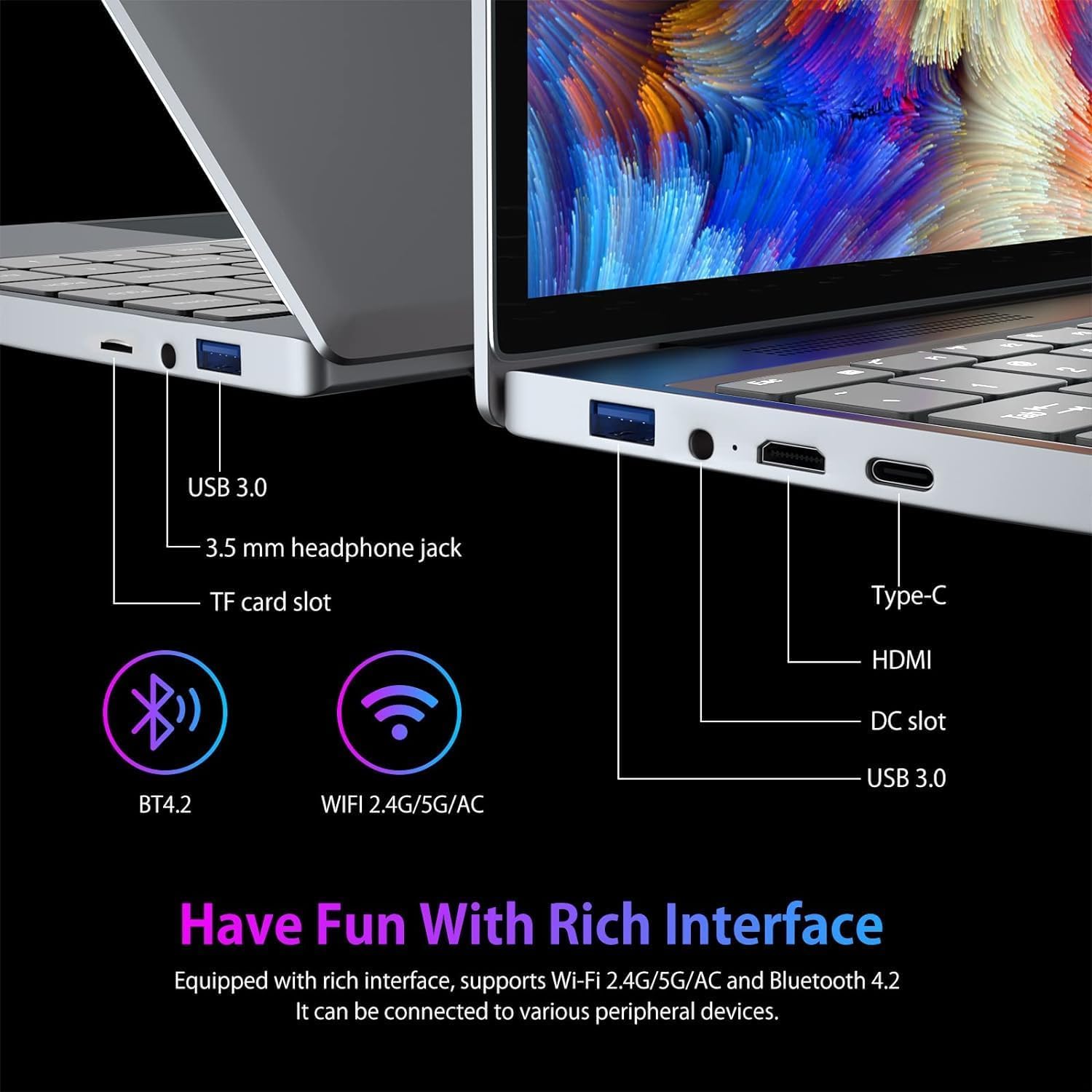 Laptop PC, 13.5" 3K (3000 x 2000) IPS Display16GB+512GB SSD,10th Core i5-1035G1 Up to 3.6GHz, Slim Notebook, Full Metal, Backlit Keyboard and Full Function Type C, Finger Print Unlock,Gray