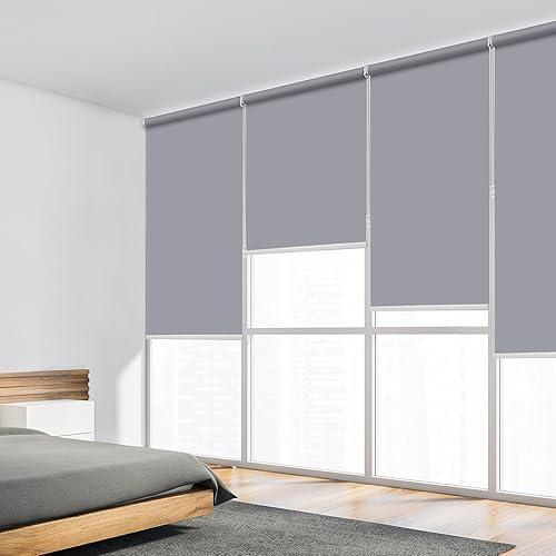 Miniatura 2 de SUNFREE Persianas enrollables opacas para ventanas, 20 pulgadas de ancho x 72 pulgadas de alto, color gris claro, persianas extraíbles para ventanas