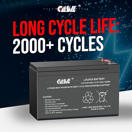 Miniatura 4 de Casil Batería LiFePO4 de 12 V 10 ah, batería de litio premium de 12 V 10 ah, batería de ciclo profundo de iones de litio de 12 voltios, adecuada