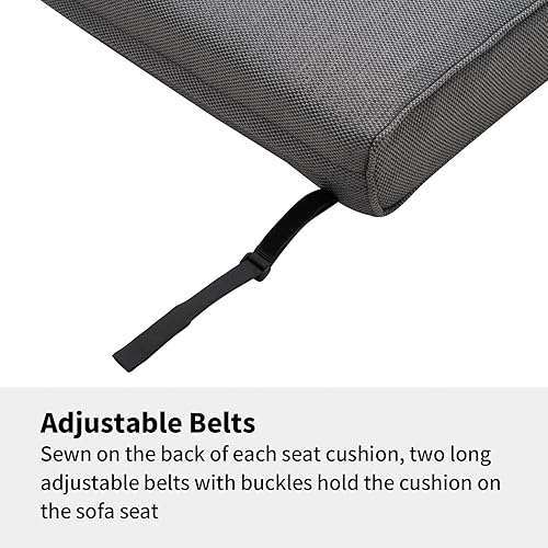 Miniatura 4 de Juego de cojines de sofá para muebles de patio, cojines de asiento profundo, cojín de repuesto de espuma gruesa, 21.7 x 21.7 pulgadas, gris oscuro