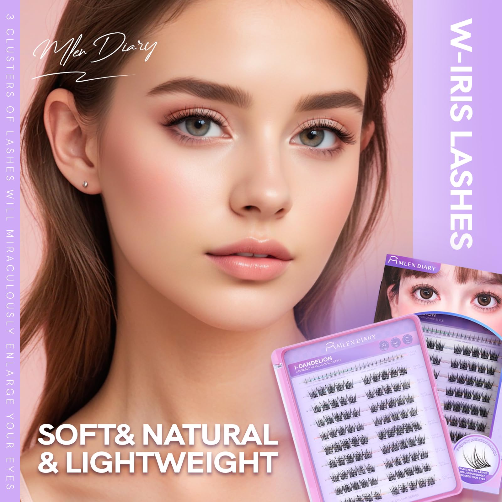 Mlen Diary Lashes Clusters, 94pcs 10-12mm False Lashes With Lash Bond and Seal Remover, Tweezers - Image 4