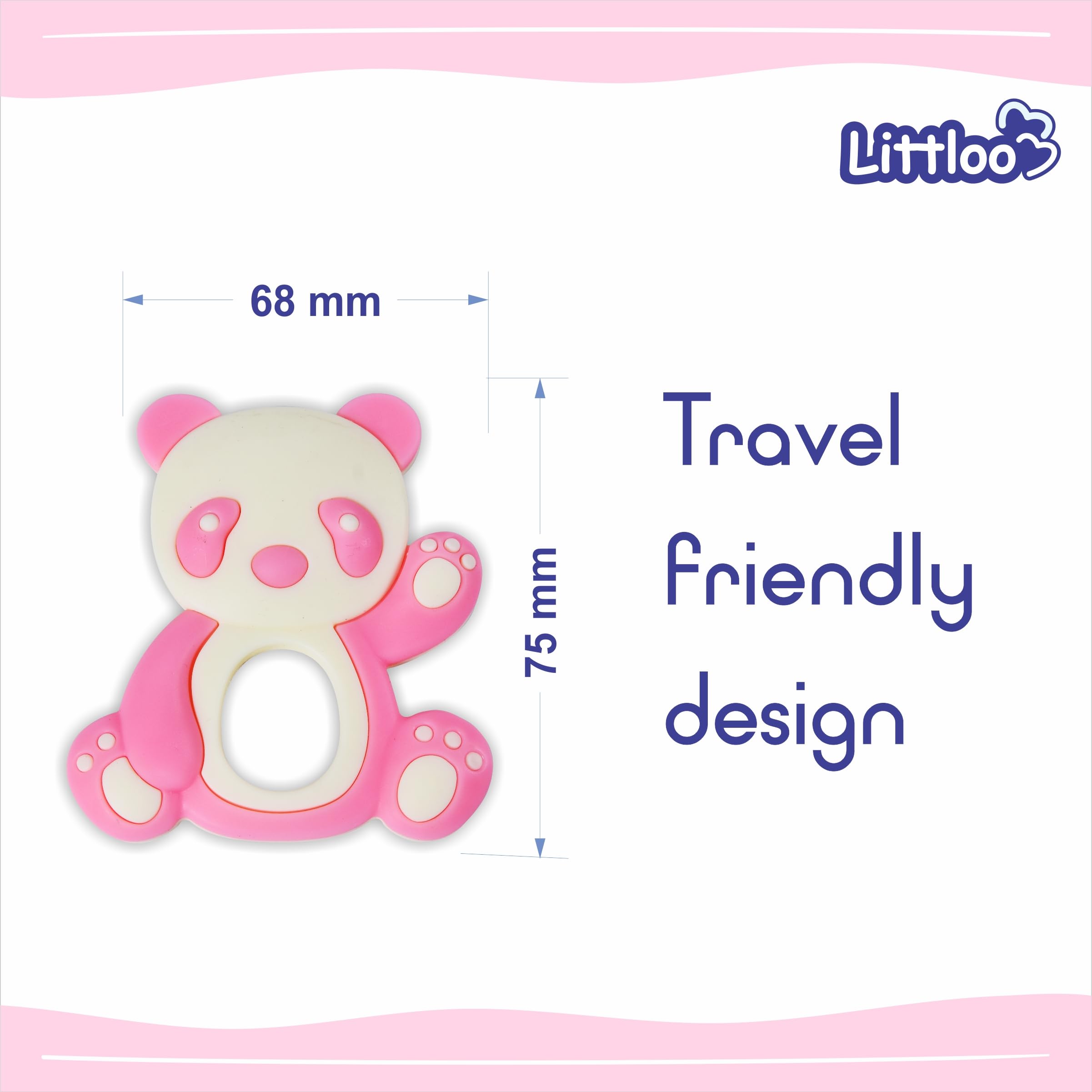 Littloo: Littloo Baby Teether (Pack of 2): Delightful, Natural Relief for Tiny Gums (Panda Pink PO2) 4