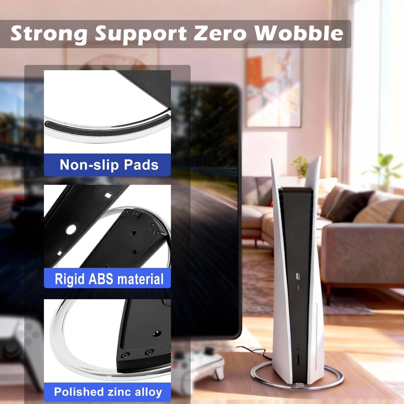 Soporte Vertical para PS5, PS5 Slim y PS5 Pro, Base Vertical de Metal Antideslizante con Tornillo Incluido, Compatible con Todos los Modelos de PlayStation 5 (Edición con Disco y Digital)