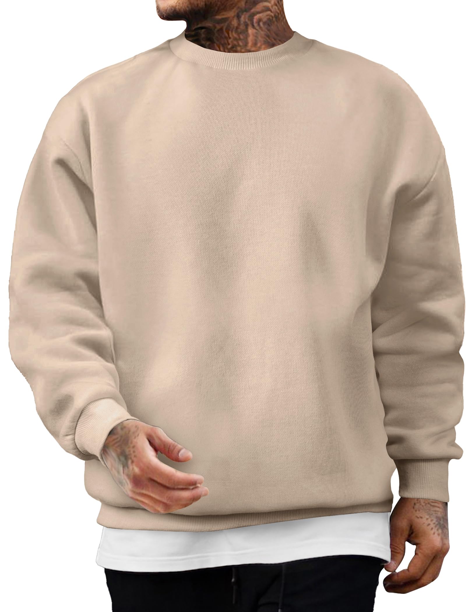JMIERR Sweatshirt Herren Baumwolle Rundhals Hoodie Pullovers Winter Männer Soft Langarm Sweatshirts Loose Fit
