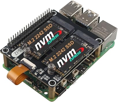 ZDE ZP518 PCIe to Dual M.2 HAT Key-M NVMe SSD PCIe Peripheral Board Solid State Drive Adapter Board for Raspberry Pi 5 M.2 NVMe SSD 2230 2242